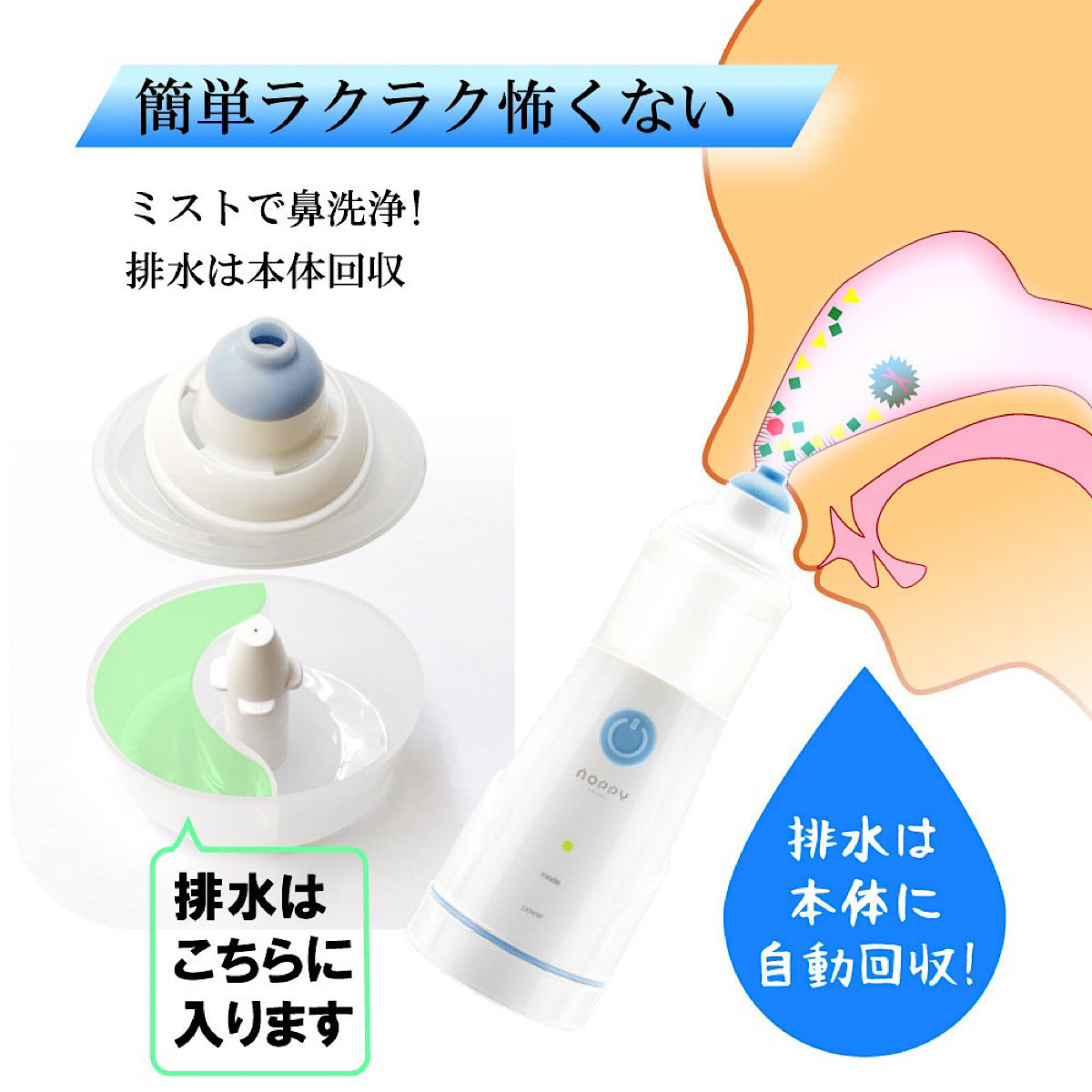 赤ちゃんから使える電動ミスト鼻洗浄Noppy（ノッピー）　花粉症